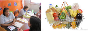 Cestas de alimentos montadas pelo Celeiro